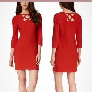Diane von Furstenberg DVF Carmen Poppy Red Cage Cutout Dress Size 10